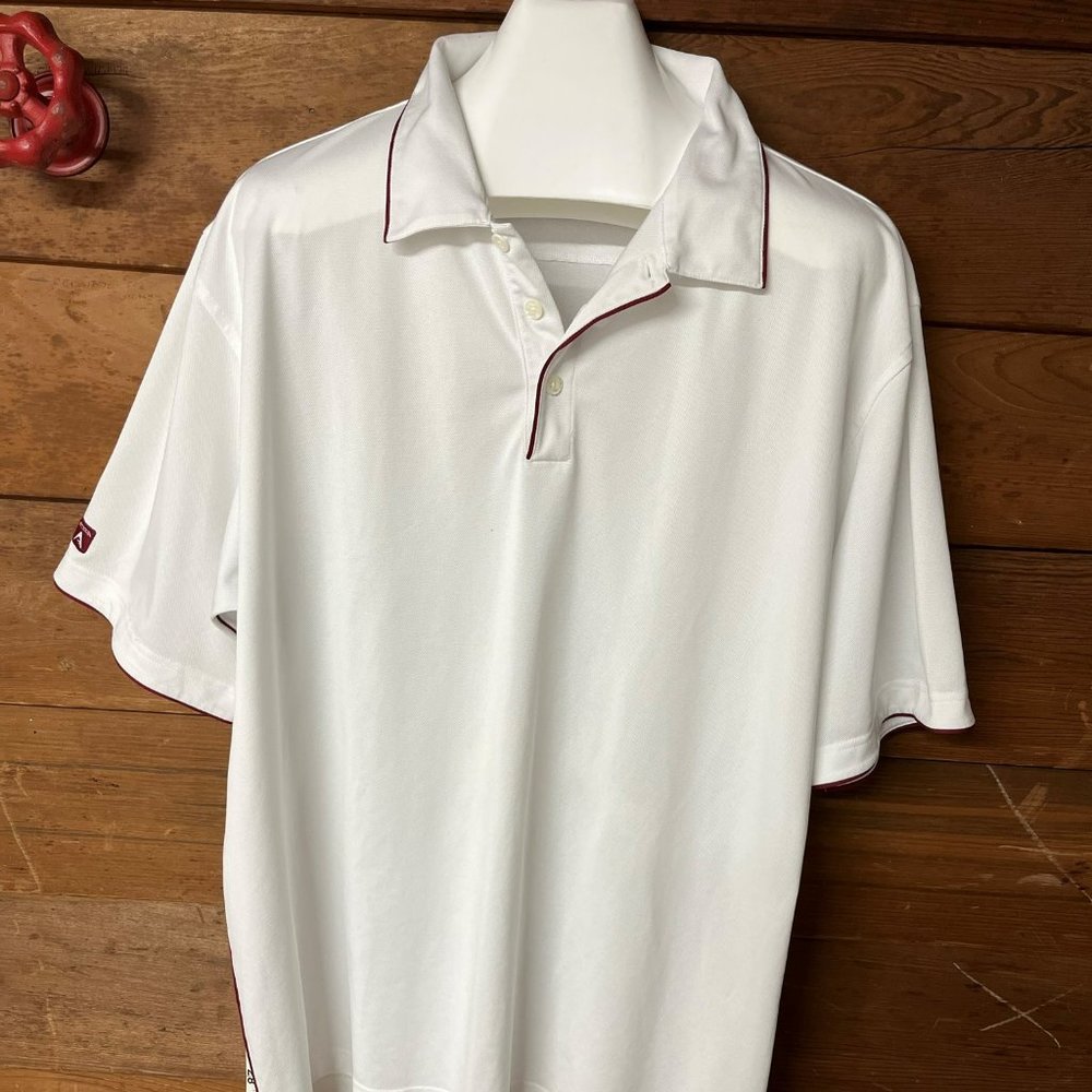 Men's Antigua Short Sleeve White and Maroon Polo Top - lightweight - Size XXL